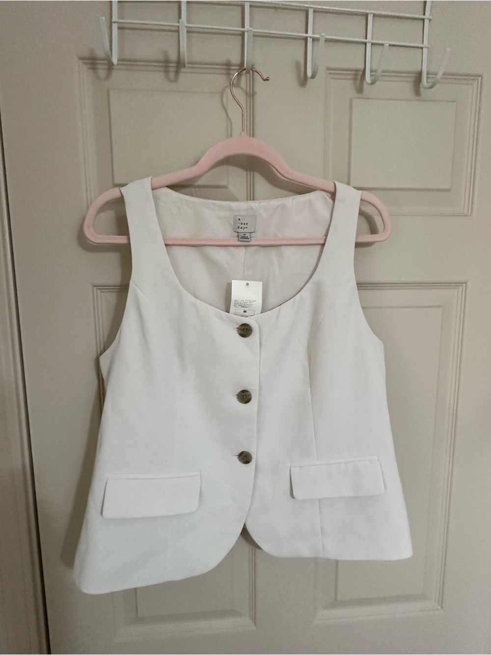 a new day Cream Sleeveless Button-Front Top/Vest